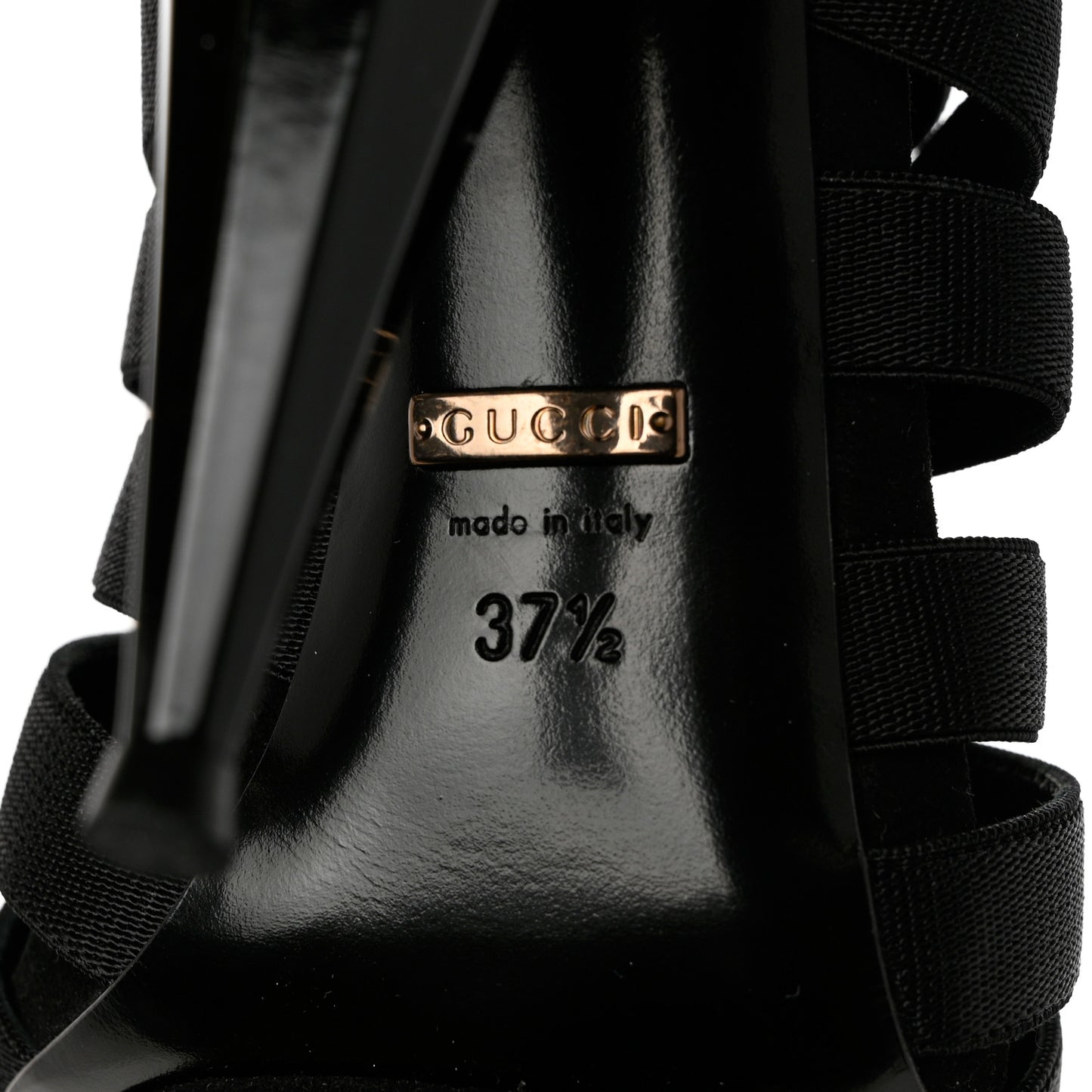 Nappa Elastic Moony Kid Heeled Sandals 37.5 Black