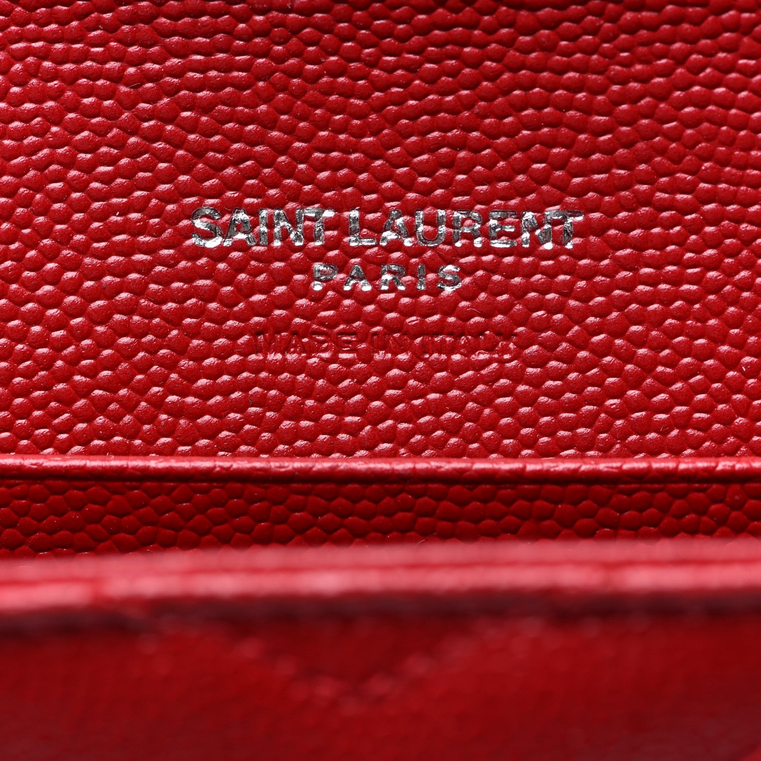 Saint Laurent Grain De Poudre Matelasse Chevron Small Monogram Envelope Wallet Rouge Eros 5 of 6