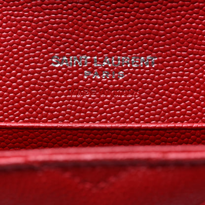 Saint Laurent Grain De Poudre Matelasse Chevron Small Monogram Envelope Wallet Rouge Eros 5 of 6