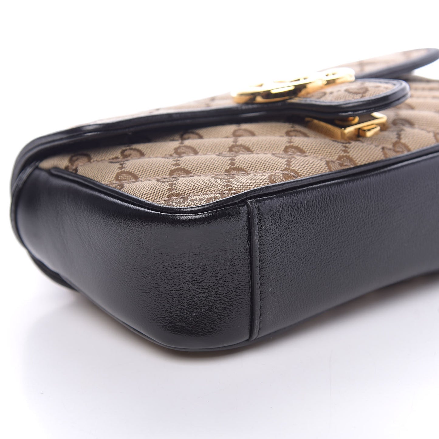 Monogram Matelasse Diagonal Mini GG Marmont Shoulder Bag Beige Black