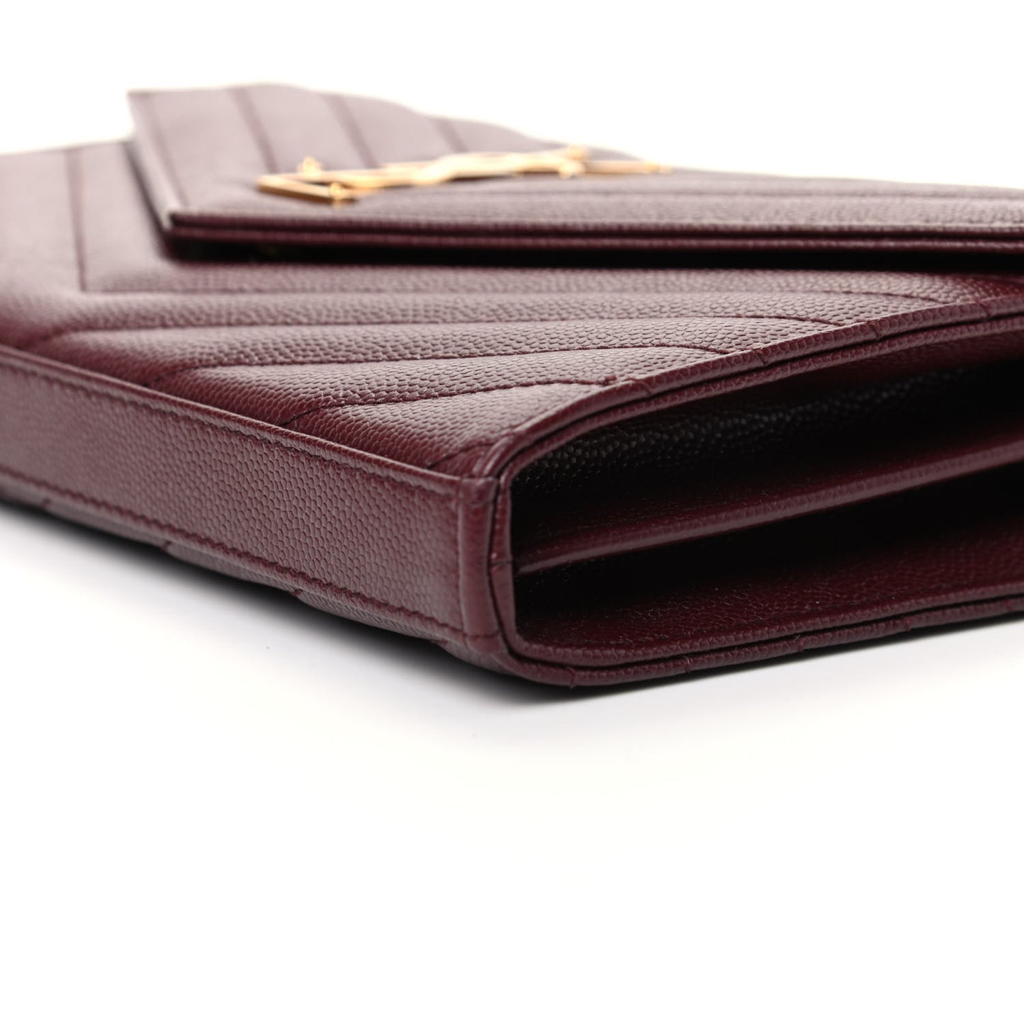 Grain De Poudre Matelasse Chevron Monogram Chain Wallet Rouge Legion