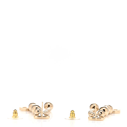 Chanel Crystal Bead CC Dangle Earrings Gold 3 of 4