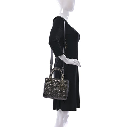Christian Dior Lambskin Cannage Small My ABCDior Lady Dior Metallic Grey 2 of 10