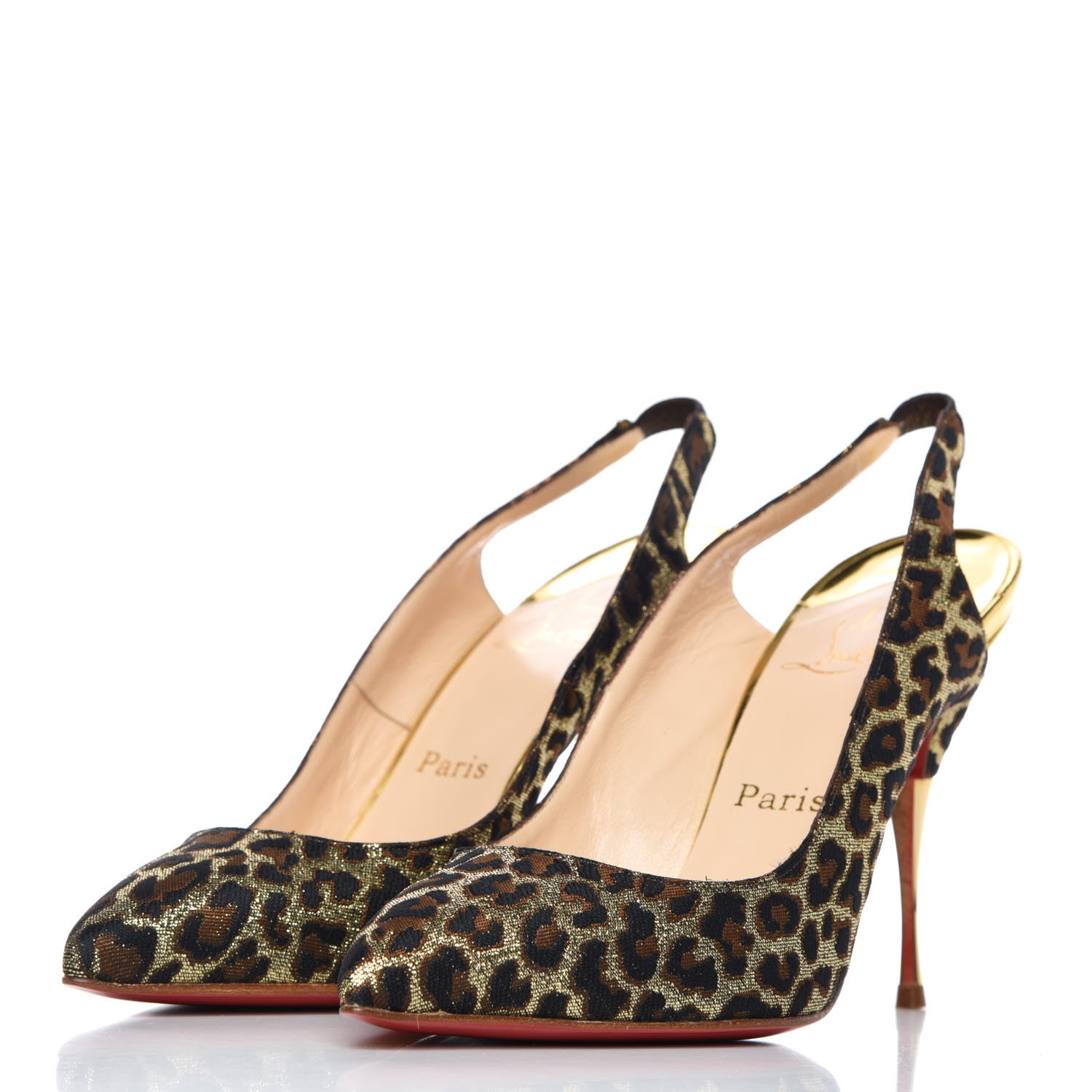Christian Louboutin Jacquard Leopard Print Slingback 120 Pumps 37.5 2 of 7