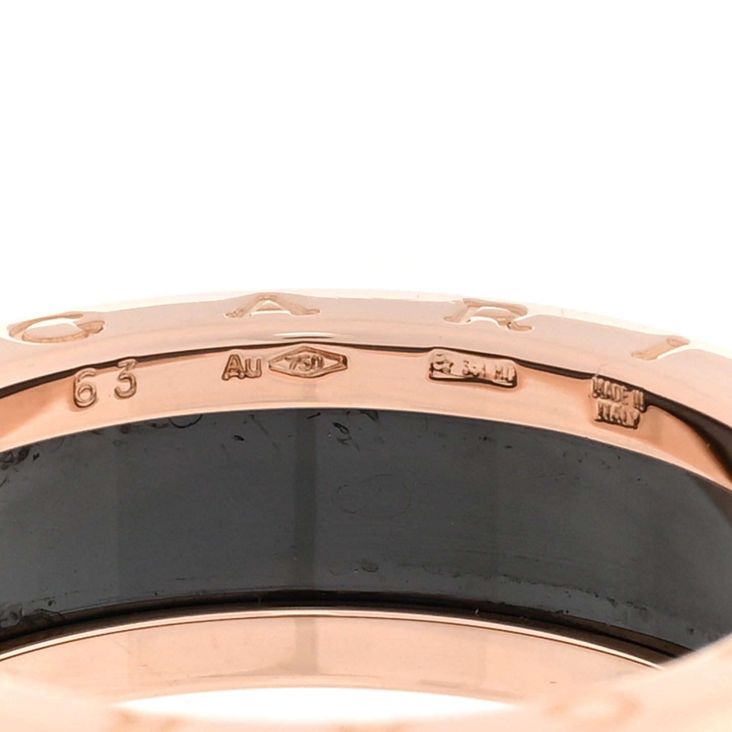 18K Rose Gold Black Ceramic B.Zero1 Two-Band Ring 63 10.25