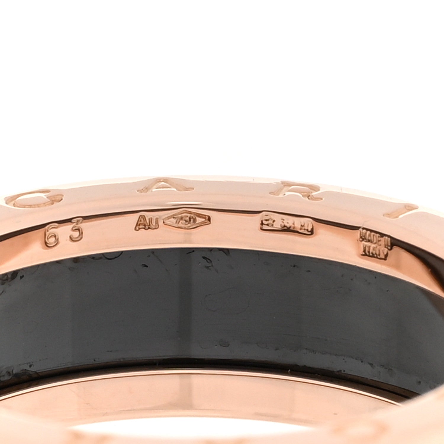Bulgari 18K Rose Gold Black Ceramic B.Zero1 Two-Band Ring 63 10.25 4 of 6