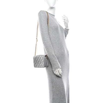 Louis Vuitton Metallic Lambskin Embossed Monogram Pochette Coussin Silver 2 of 9