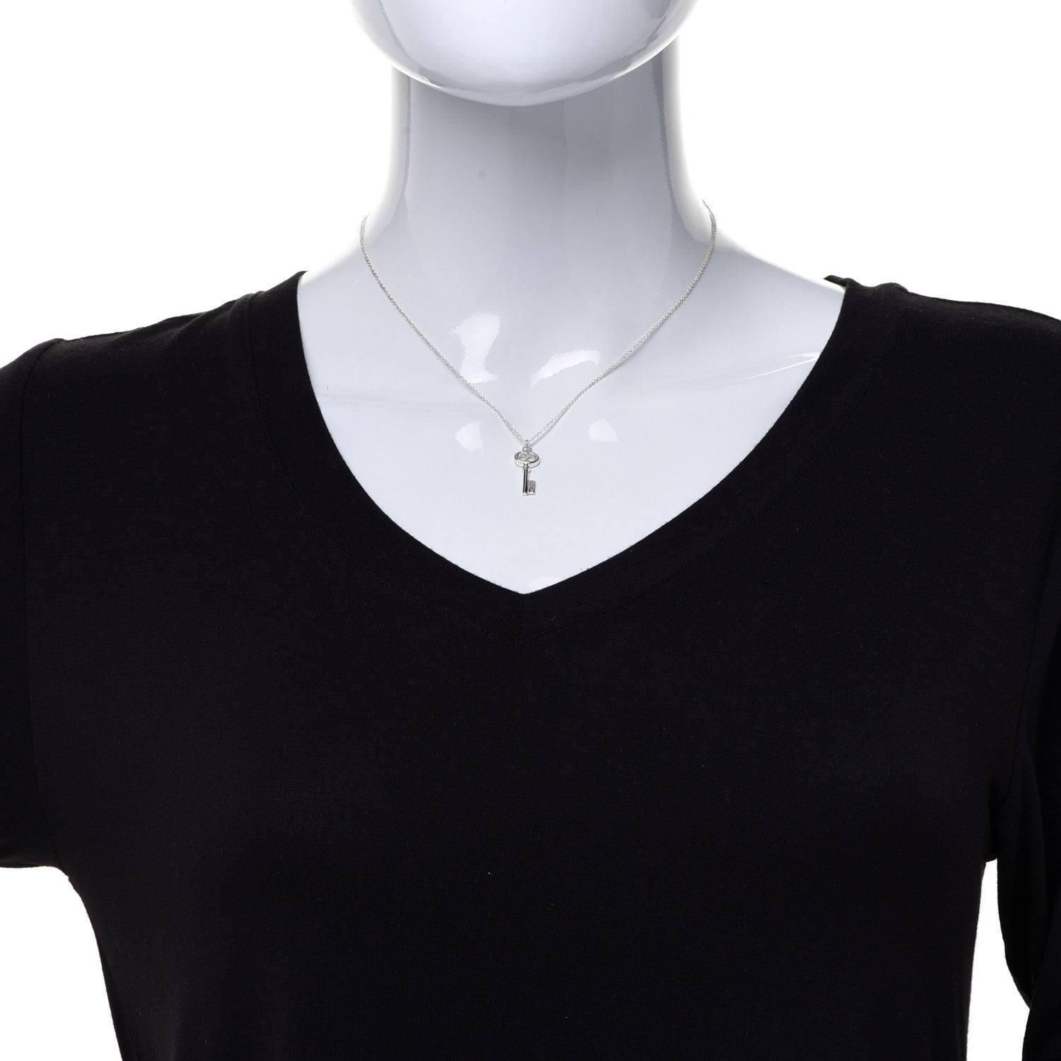 Tiffany Sterling Silver Mini Oval Key Pendant Necklace 2 of 6