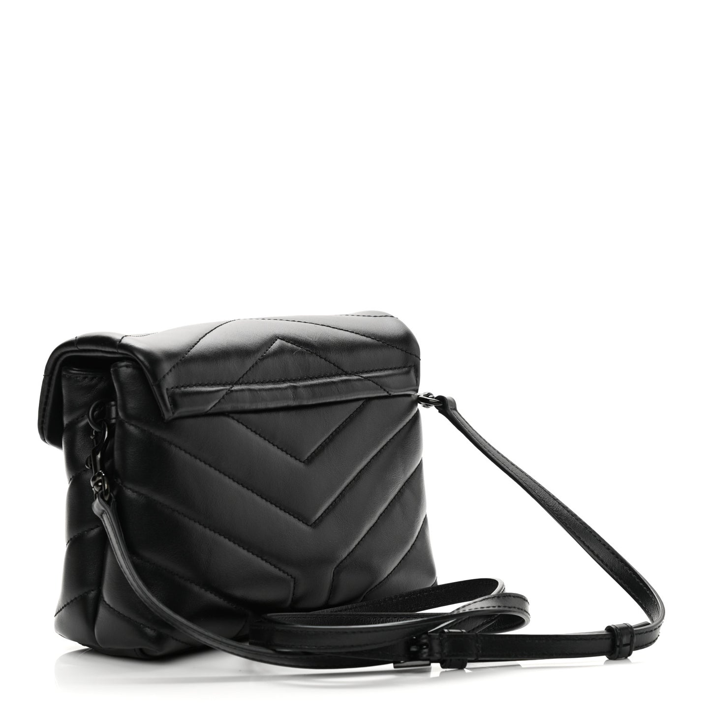 Calfskin Y Quilted Monogram Toy Loulou Crossbody Bag Black