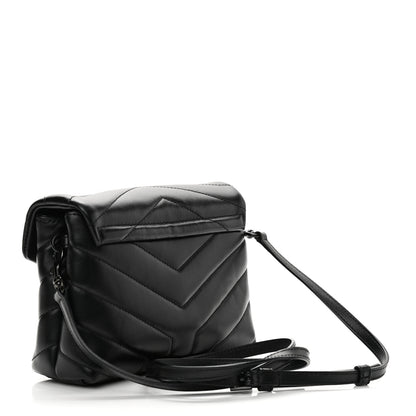 Saint Laurent Calfskin Y Quilted Monogram Toy Loulou Crossbody Bag Black 2 of 10