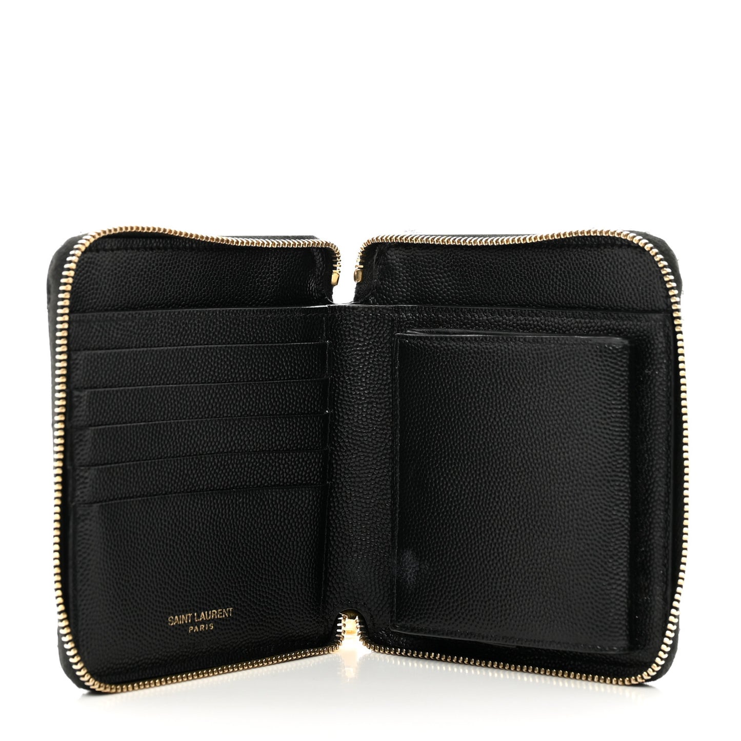 Grain De Poudre Matelasse Chevron Monogram Compact Zip Around Wallet Black