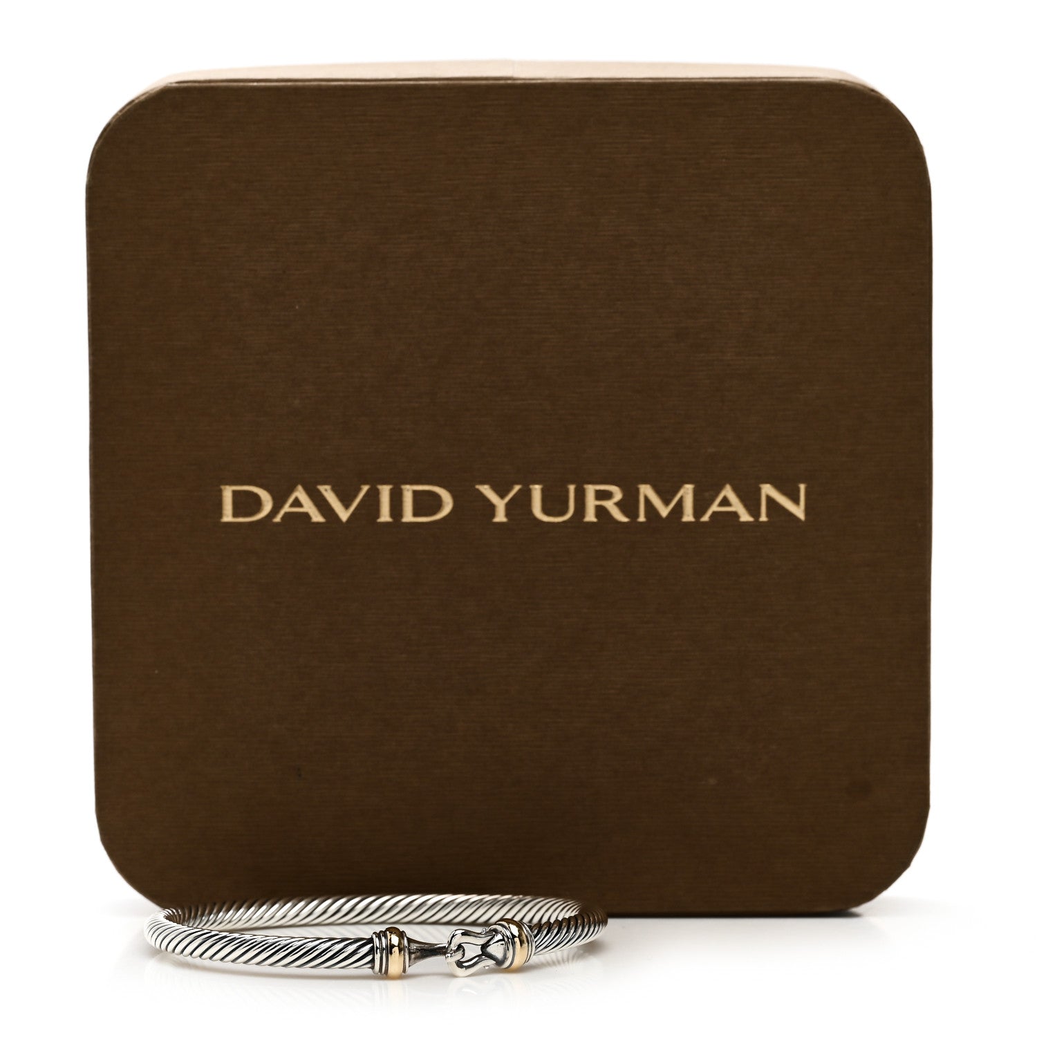 David Yurman Sterling Silver 18K Yellow Gold 4mm Cable Classic Buckle Bracelet 4 of 4