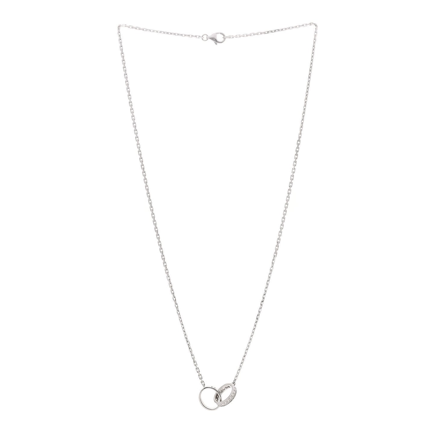 18K White Gold Diamond Interlocking LOVE Necklace