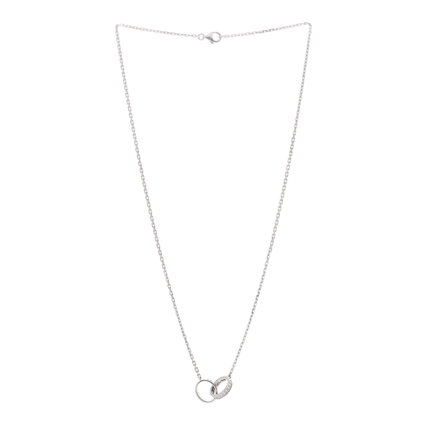 Cartier 18K White Gold Diamond Interlocking LOVE Necklace 3 of 6