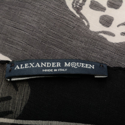 Alexander McQueen Silk Chiffon Skull Scarf Black Ivory 5 of 8