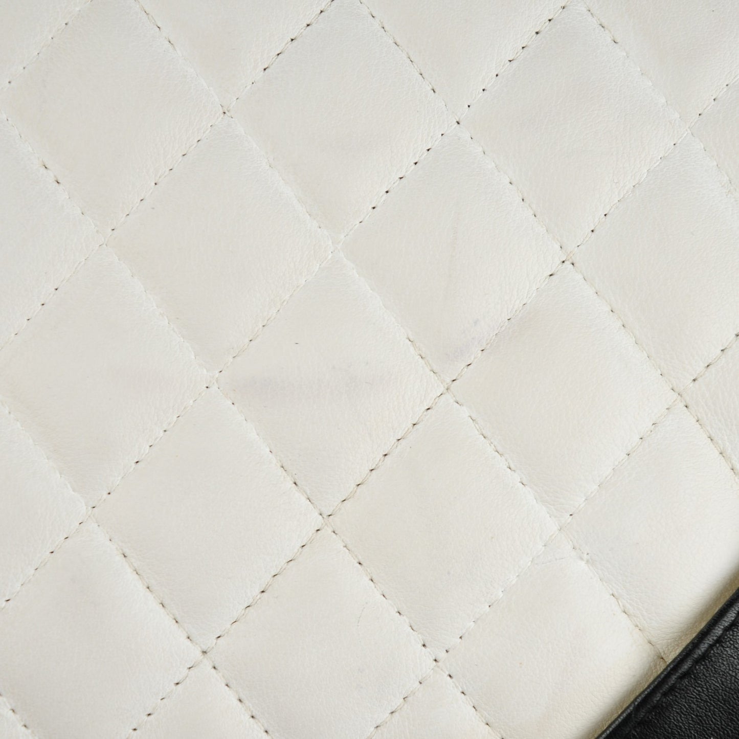 Calfskin Quilted Large Cambon Bowler White Black
