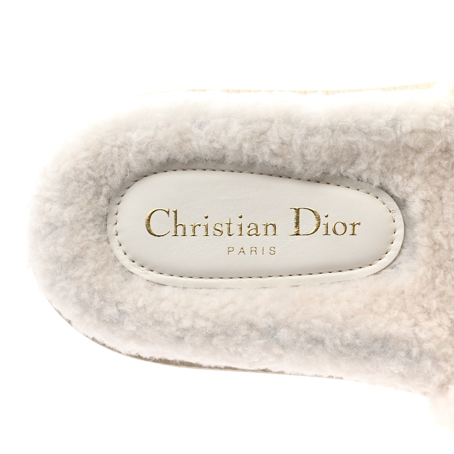 Shearling Canvas Lurex Embroidered Dway 10mm Slide Sandals 40 Natural Platinum