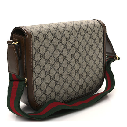 Gucci GG Supreme Monogram Azalea Calfskin Web Medium Horsebit 1955 Shoulder Bag Beige Ebony Brown Sugar 3 of 10