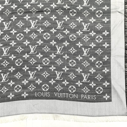 Louis Vuitton Silk Wool Monogram Denim Shawl Black 2 of 3