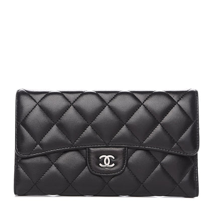Chanel Lambskin Quilted Large Flap Wallet Black 1 of 15