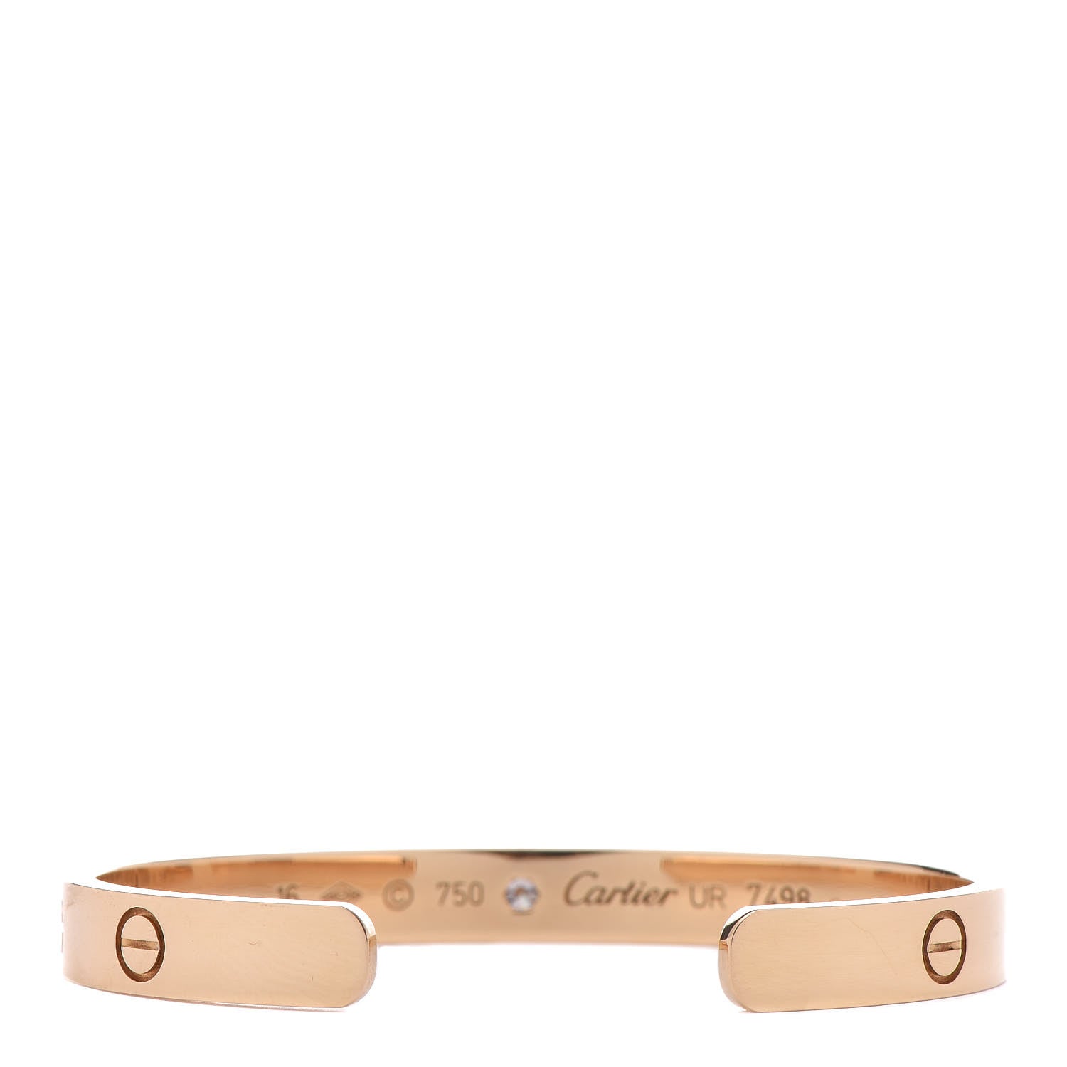 Cartier 18K Yellow Gold 1 Diamond LOVE Cuff Bracelet 16 3 of 4