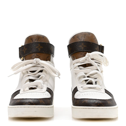 Louis Vuitton Grained Calfskin Monogram Boombox Sneaker Boots 39 White 3 of 8