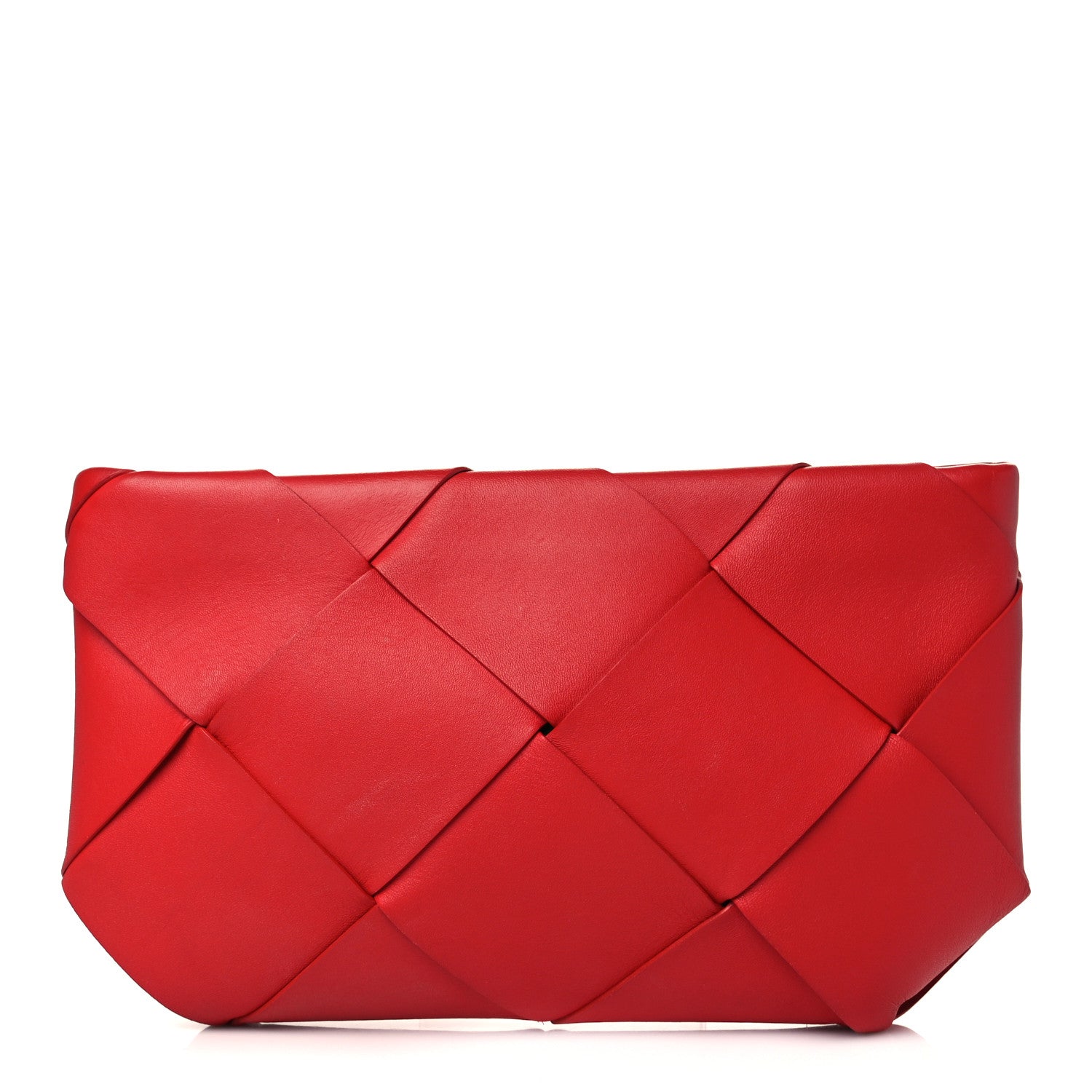Bottega Veneta Nappa Maxi Blown Up Intrecciato Pouch Clutch Red 1 of 6