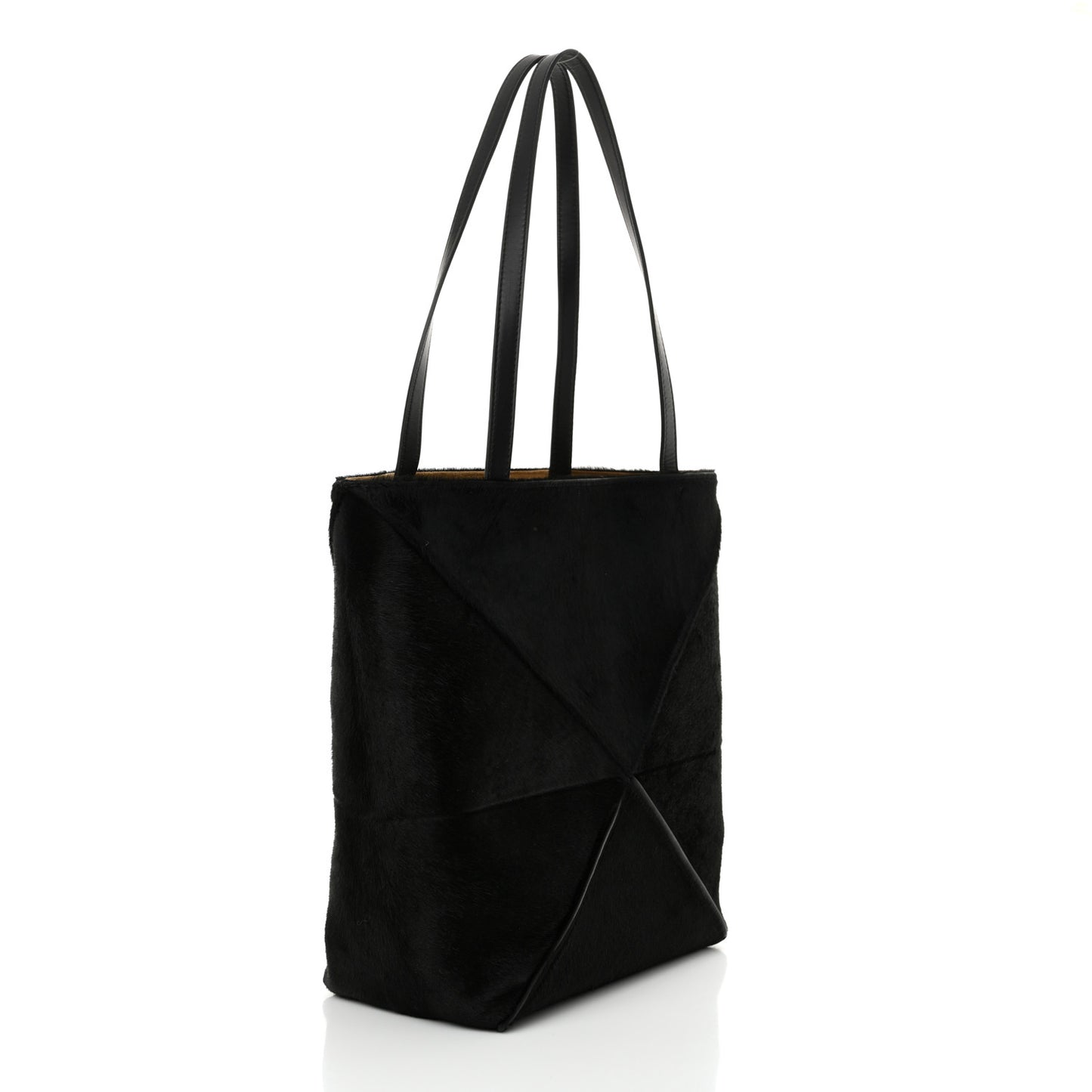 Pony Hair Medium Puzzle Fold Tote Black