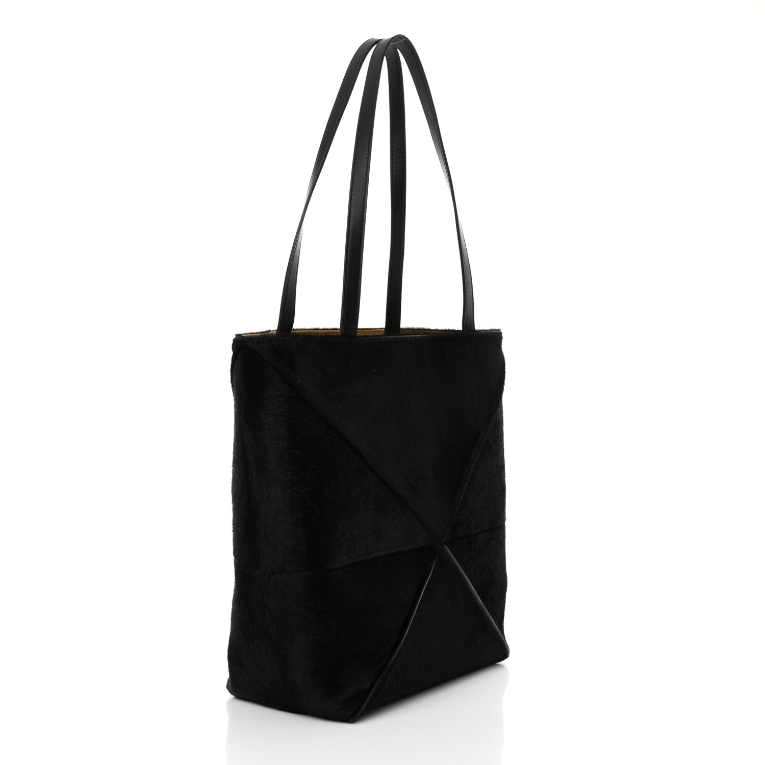 Loewe Pony Hair Medium Puzzle Fold Tote Black 2 of 9
