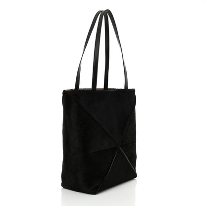 Loewe Pony Hair Medium Puzzle Fold Tote Black 2 of 9