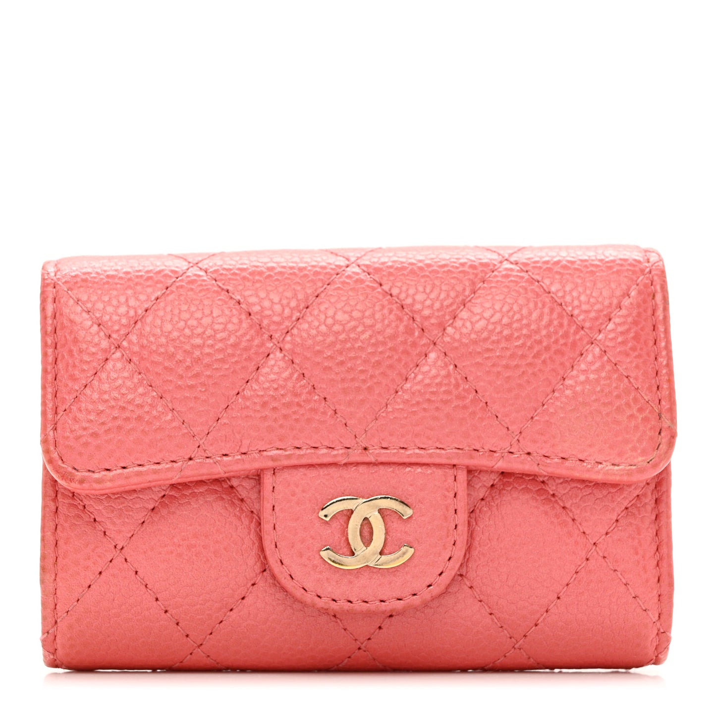 Caviar Quilted Classic 4 Key Holder Wallet Dark Pink