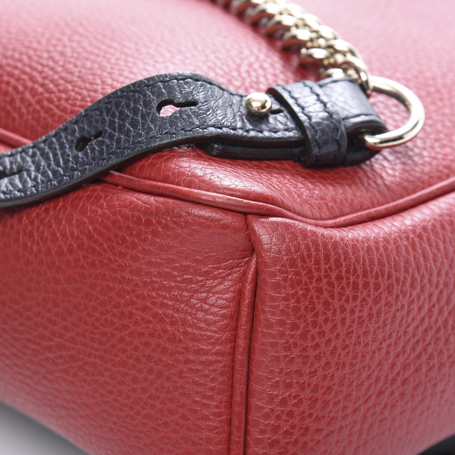 Pebbled Calfskin Bi-Color Soho Chain Backpack Red Navy