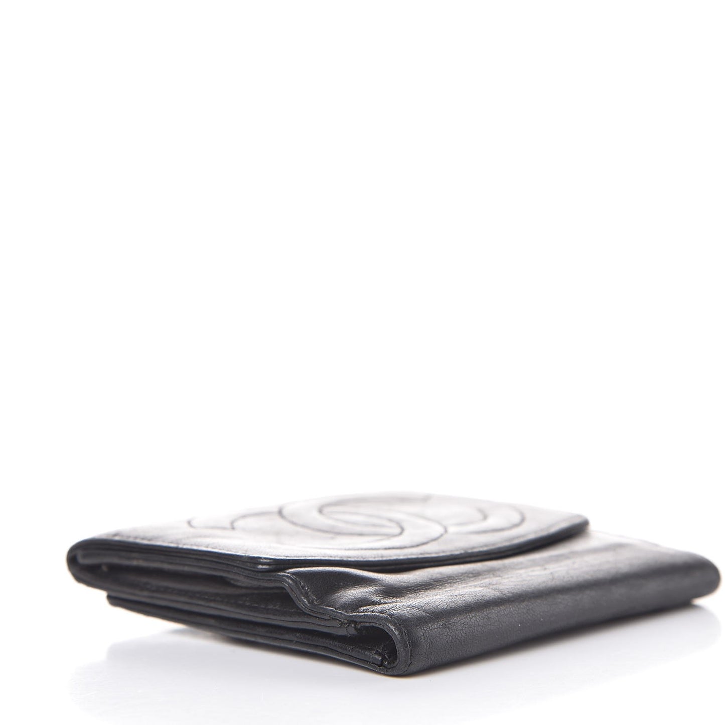 Lambskin Timeless CC Compact French Wallet Black