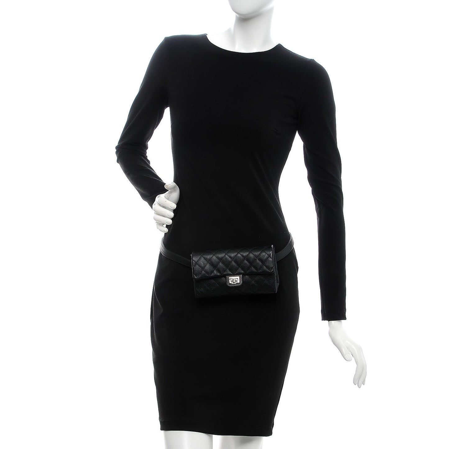 Grained Calfskin Quilted 2.55 Reissue Flap Belt Bag Clutch Black