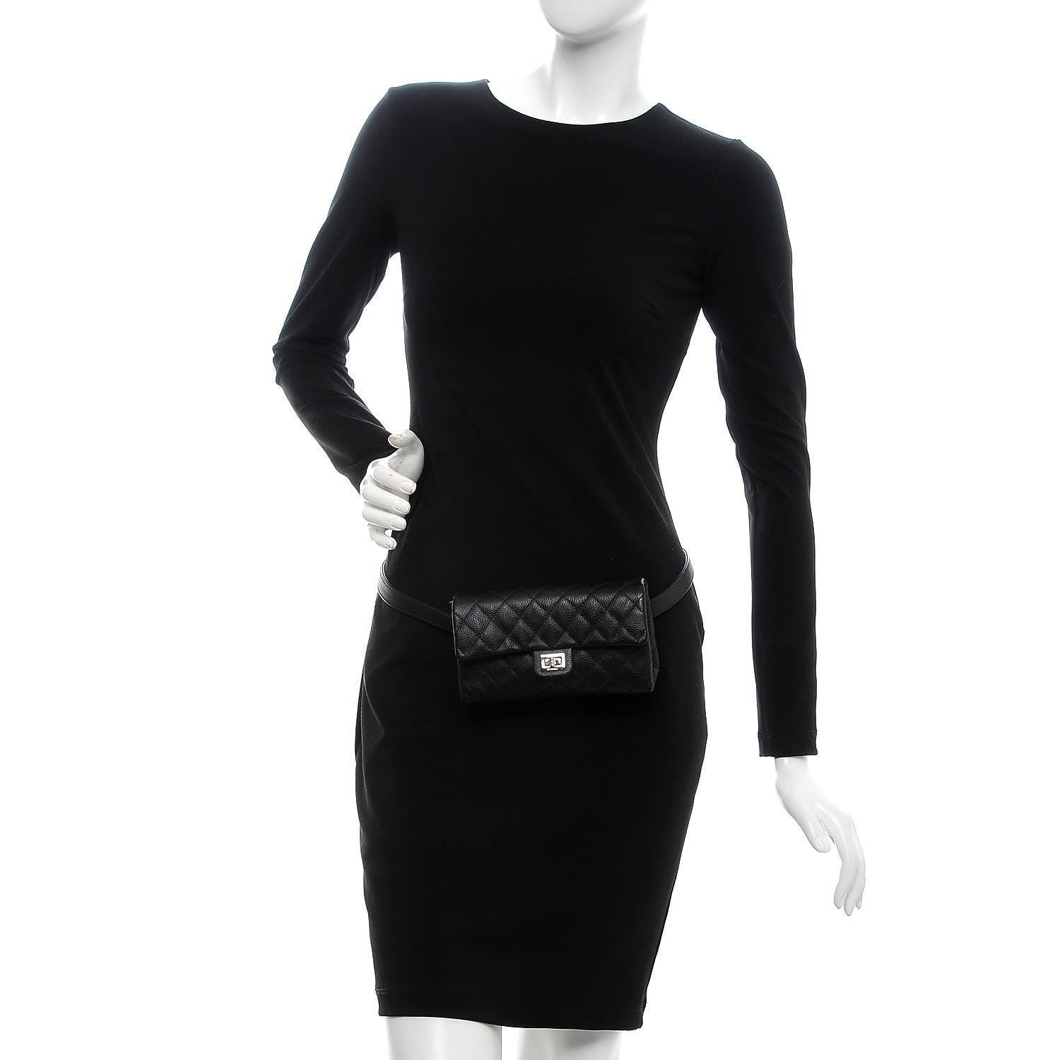 Chanel Grained Calfskin Quilted 2.55 Reissue Flap Belt Bag Clutch Black 2 of 7
