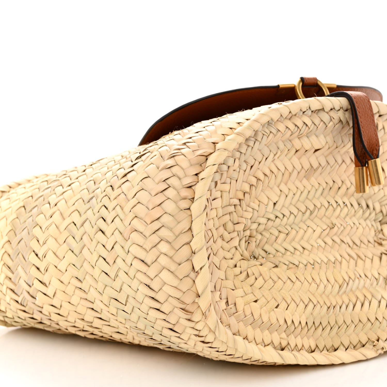 Chloe Raffia Small Grain Calfskin Medium Marcie Basket Tan 8 of 9