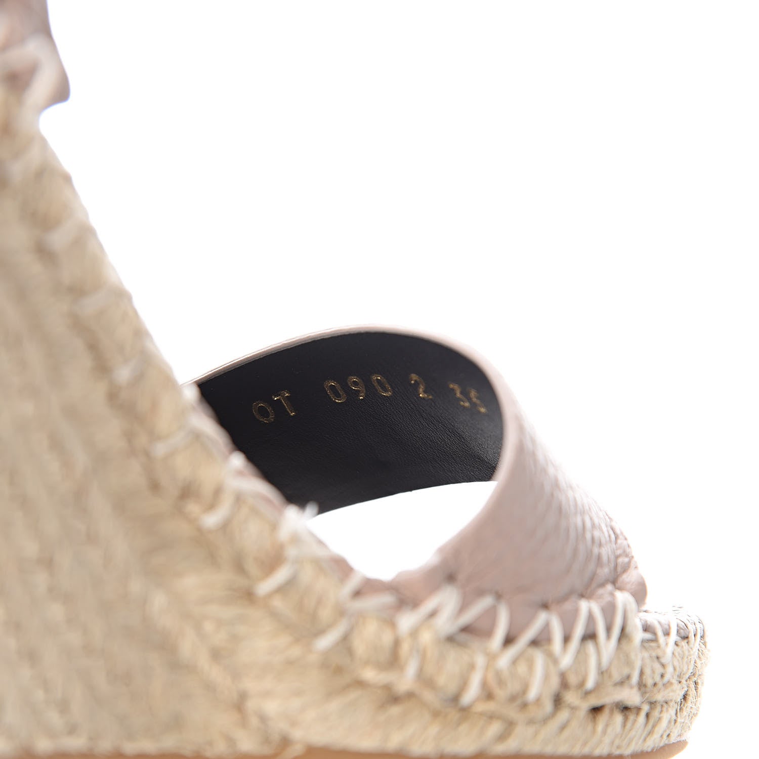Valentino Garavani Grained Calfskin Rockstud Ankle Strap Espadrille 15/105mm Wedge Sandals 35 Poudre Natural 8 of 9