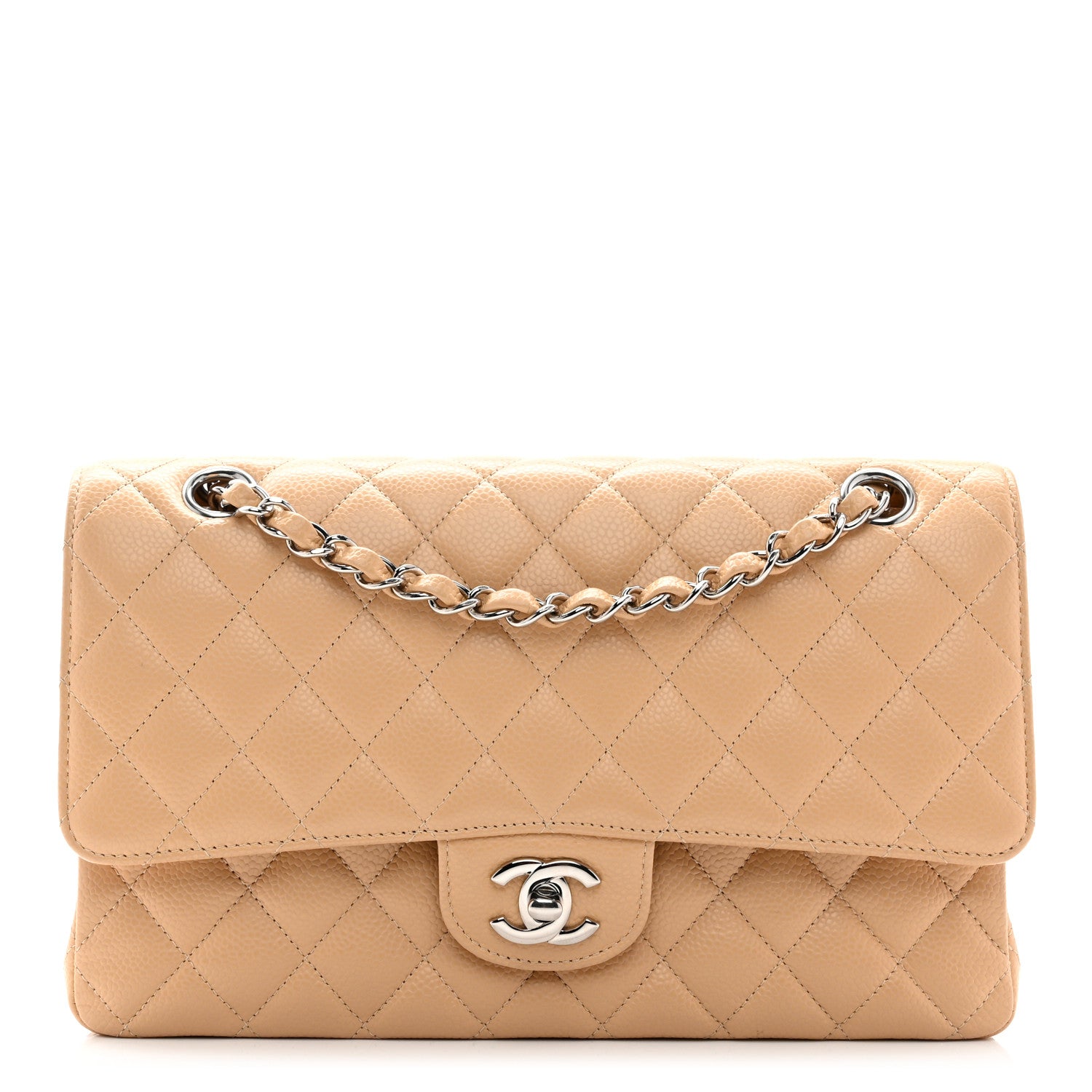 Chanel Caviar Quilted Medium Double Flap Beige 1 of 10
