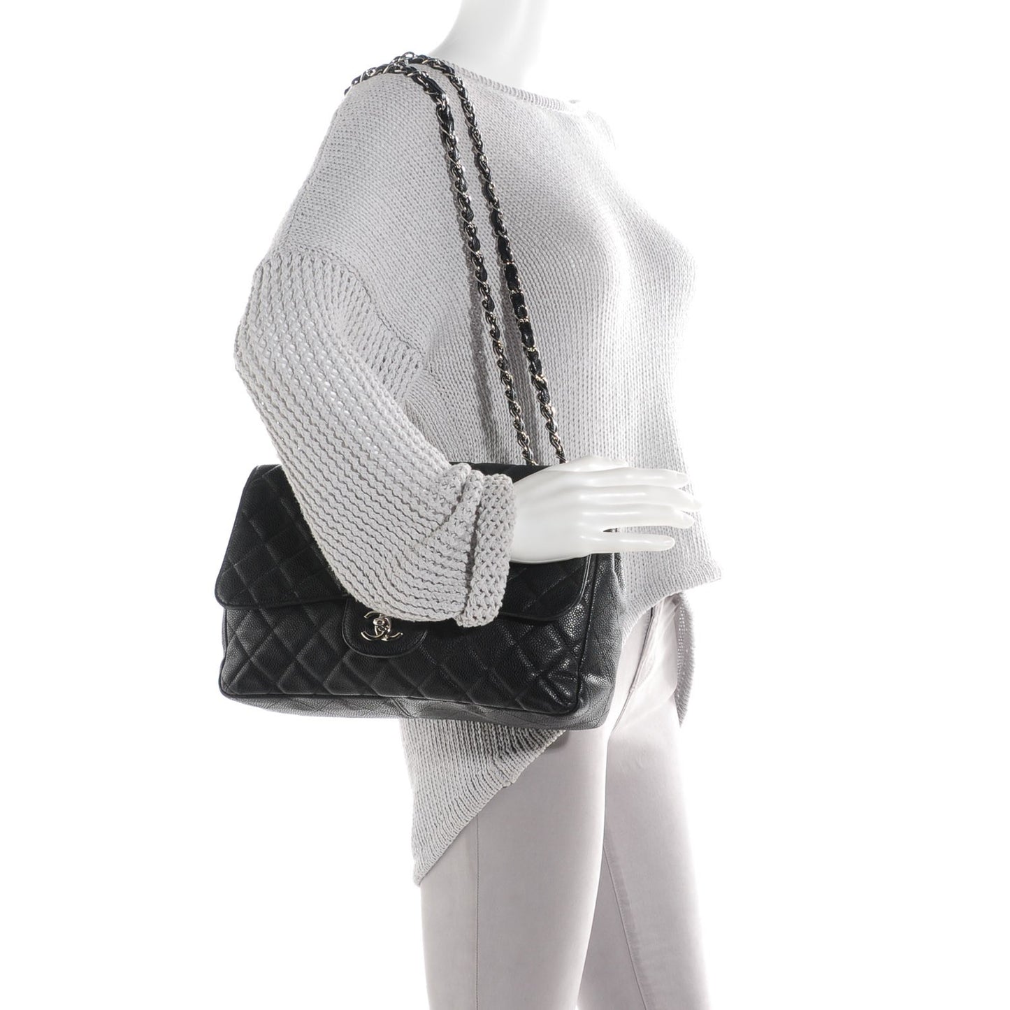 Caviar Quilted Jumbo Single Flap Black