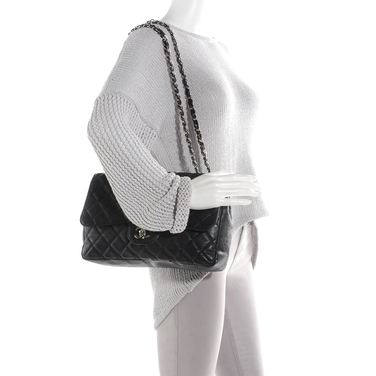 Chanel Caviar Quilted Jumbo Single Flap Black 2 of 8