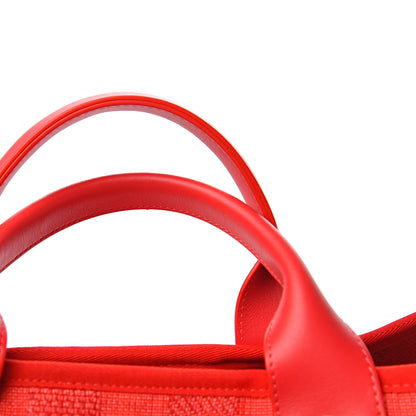 Chanel Straw Raffia Calfskin Striped Medium Deauville Tote Red 7 of 10