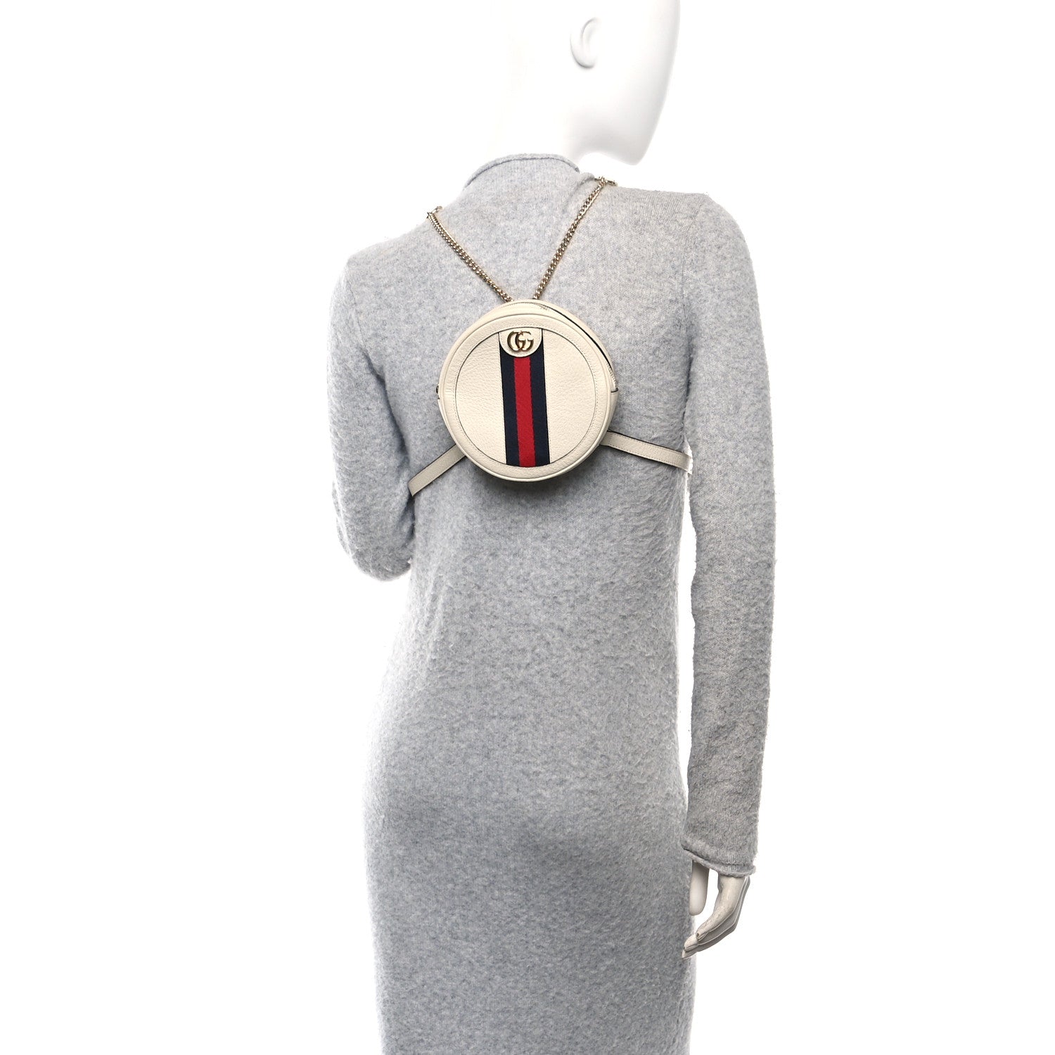 Gucci Textured Calfskin Web Mini Ophidia Round Backpack Mystic