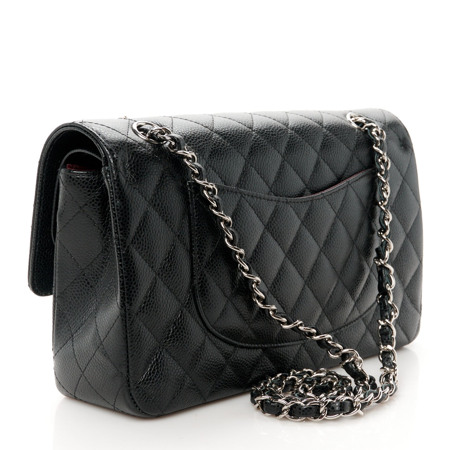 Caviar Quilted Medium Double Flap Black