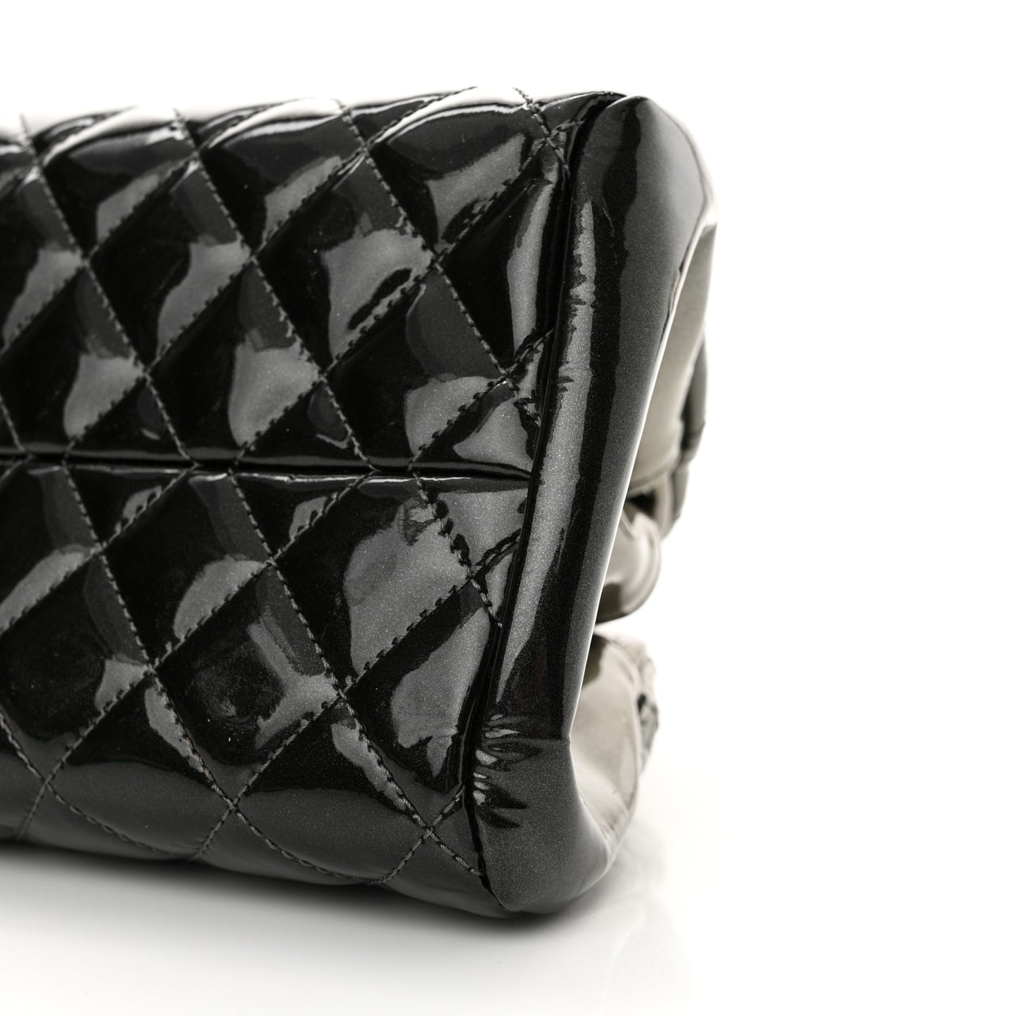 Patent Quilted Small Just Mademoiselle Bowling Bag Grey Black