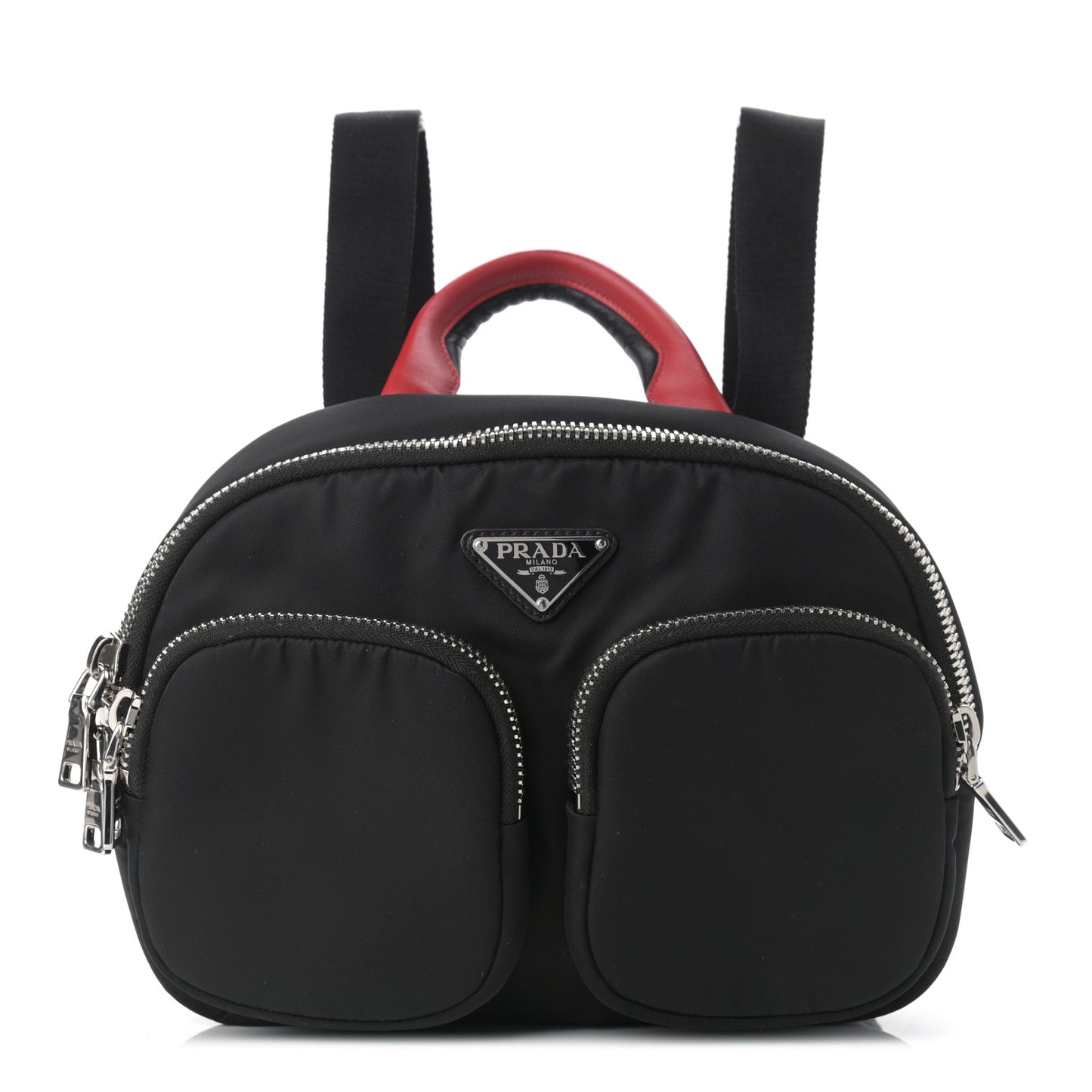 Tessuto Nylon Pocket Top Handle Cargo Backpack Black