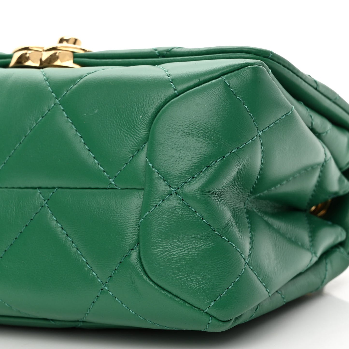 Lambskin Quilted Mini Color Match Flap Green