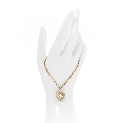 Chanel Crystal Pearl Chain Heart Bracelet Gold 2 of 6