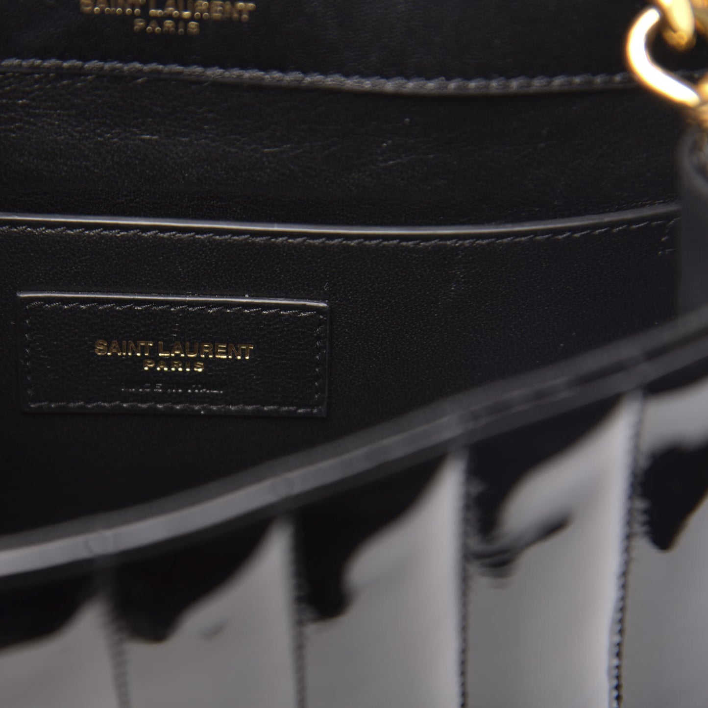 Patent Calfskin Matelasse Monogram Medium Vicky Chain Bag Black