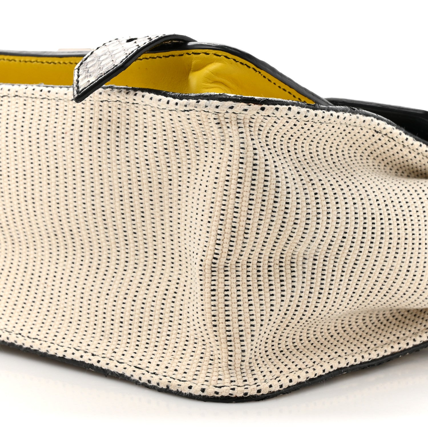 Proenza Schouler Lambskin Snakeskin Canvas Tiny PS1 Satchel Grey Yellow 9 of 10