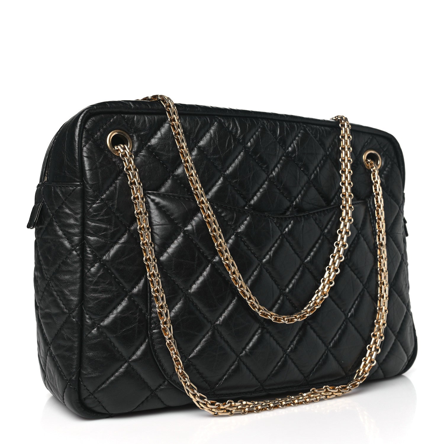 Chanel Aged Calfskin Quilted Large Reissue Camera Case Black 3 of 10